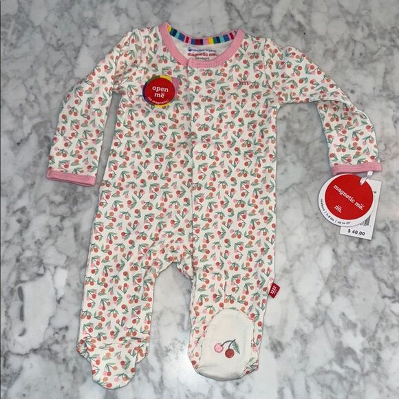 Magnetic Me Other - NWT Magnetic Me White & Pink Cherry Footie